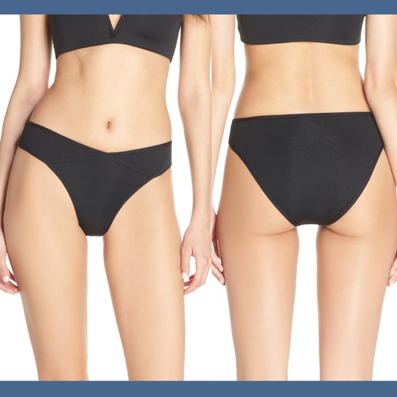 NWT $92 L Space‎ Fanning Bitsy Cut Bikini Bottoms in Black [SZ Large ] - Picture 1 of 12